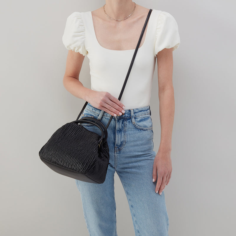 Hobo Darling Satchel Soft Pleated Leather Black